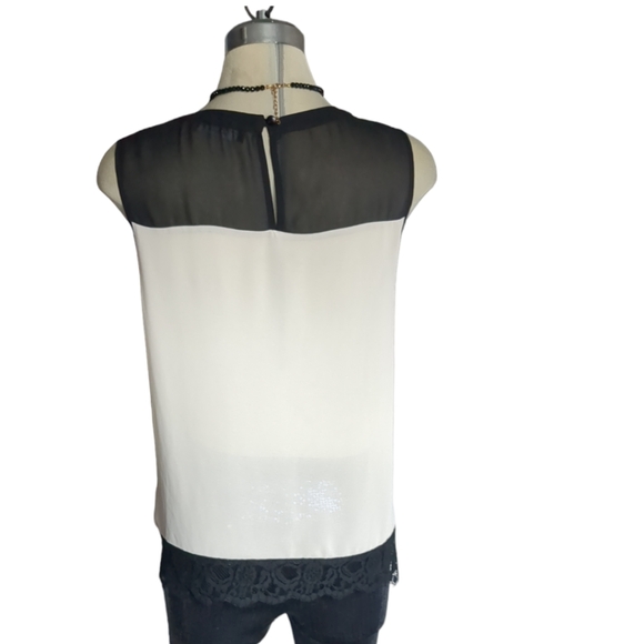 DOROTHY PERKINS Luxury Beige and Black Chiffon Sleeveless Blouse Size 14 - Picture 12 of 16